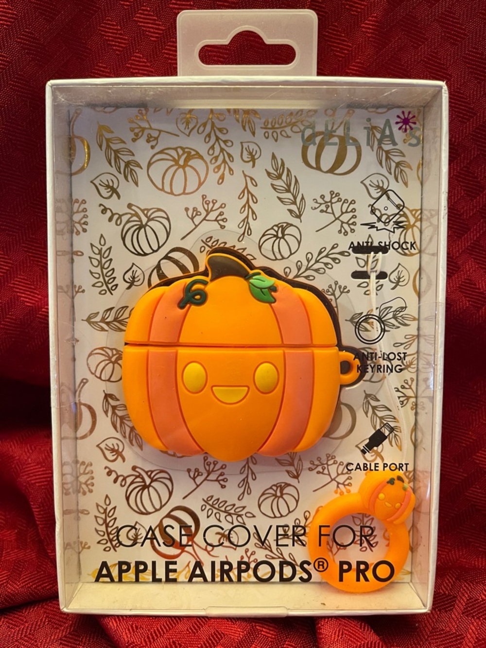 dELiA*s Pumpkin AirPods Pro Silicone Case Cover - Orange with Green Accent
